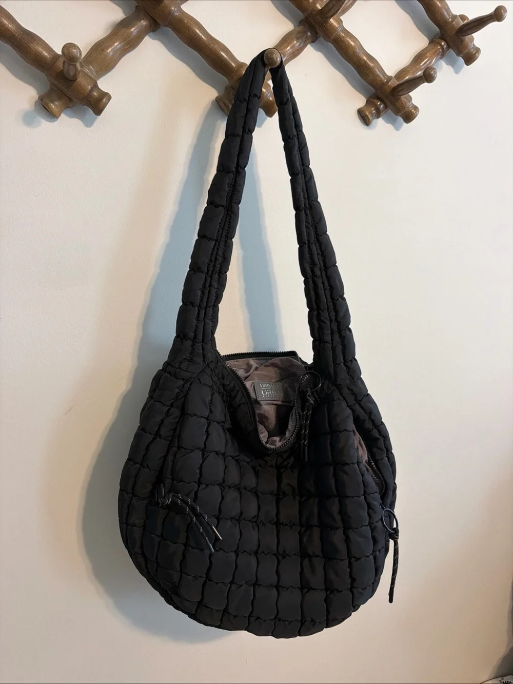 Urban Expressions Quilted Black Hobo Shoulder Bag